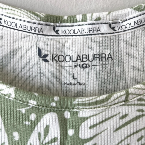 UGG Koolaburra Green Tropical Blouse Stretch Top Short Sleeve Size L - Picture 2 of 6